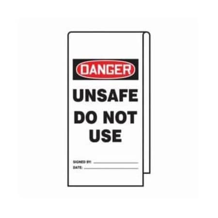 Accuform Wrap 'n Stick Tags, DANGER UNSAFE DO NOT USE, 12inx3.125in, Adhesive Poly, 25PK TAT110